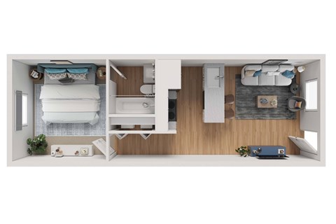 Floor plan for 1 bed, 1 bath, 546 sqft